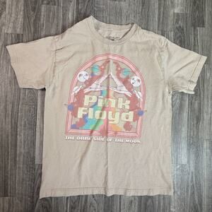 Pink Floyd 50th Dark Side of the Moon Graphic Tee Shirt Tan Medium Band Rock